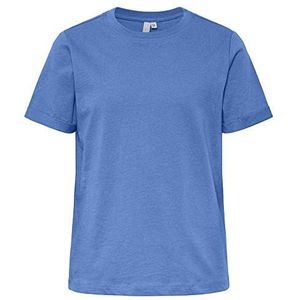 PIECES Lpria Ss Fold Up Solid Tee Tw Bc Noos Meisjes T-Shirt Granada Sky, 116, Granada Sky