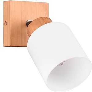 Reality, Spot, Assam 1xE14, max.25,0 W Verre, Blanc, Corps: Bois naturel, naturel L:10,0cm, L:10,0cm, H:21,0cm Montage au plafond et au mur,IP20,Sans illuminant,FLEXConnect