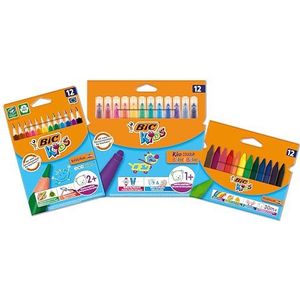 BIC Kids Kleurset voor kinderen jonger dan 5 jaar, met kleurpotloden, Evolution ECOlutions, driehoek, kinderkleurstiften en plastic driehoek, 36 stuks (12 + 12 + 12)