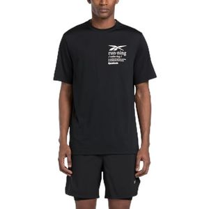 Reebok T-shirt de course pour homme, Noir, XS