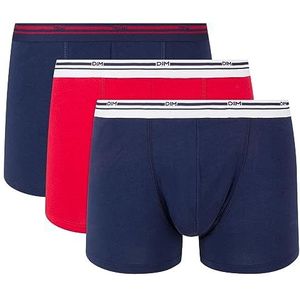 Dim Boxershorts voor heren, klassiek, katoen, stretch, comfort en ondersteuning, 3 stuks, Denim Blauw/Lava Rood/Denim Blauw