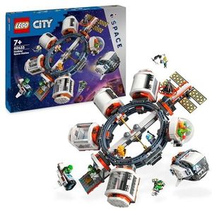 LEGO City Modulair ruimtestation, speelgoed met shuttle en laboratorium, verjaardagscadeau voor kinderen vanaf 7 jaar, ruimteverkenning met 6 minifiguren van astronauten 60433
