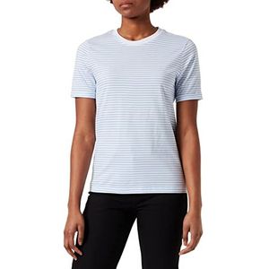 Pieces Pcria SS Fold Up Tee Noos BC T-shirt voor dames, Wit/gestreept: Vista-blauw