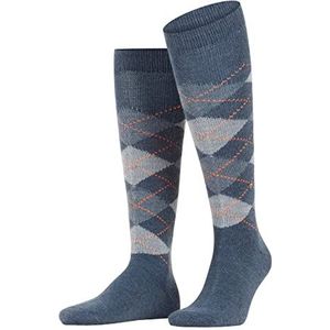 Burlington Preston sokken voor heren, lange sokken, fijne draad, zacht, dik, platte naad, zonder druk op de tenen, fantasiepatroon, kleurrijk, modieus, argyl, eenheidsmaat, cadeau-idee, 1 paar, Blauw
