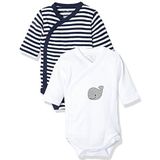 Playshoes Wickelbody Bodysuit voor baby's en kinderen, uniseks, 1 stuk, Marineblauwe baleinen, 1/1 mouwen, 2 stuks