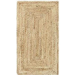 HAMID - Jute tapijt, natuurlijke kleur, alhambra jute tapijt, 100% jutevezel, handgemaakt, tapijt voor woonkamer, eetkamer, slaapkamer, hal, natuurlijke kleur (60 x 110 cm)
