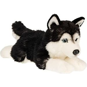 Uni-Toys - Husky zwart, liggend - 41 cm (lengte) - pluche hond - knuffeldier