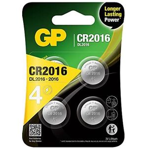CR2016 – 4 stuks | GP lithiumbatterij | Lithium knoopcellen CR 2016 3V – lange levensduur