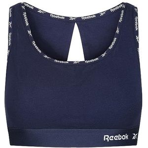 Reebok Reebok crop top voor dames, marineblauw, comfortabele katoenen beha voor low-impact-fitnessondergoed, trainingsbeha voor dames, Blauw