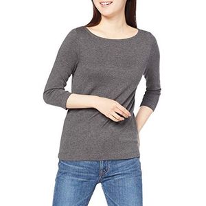 Amazon Essentials Effen T-shirt voor dames, 3/4 mouwen, slim fit, antraciet gemêleerd, maat XL