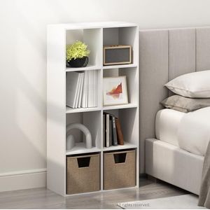 Furinno Pelli Kubusvormige opbergkast, boekenkast, 8 dobbelstenen, wit
