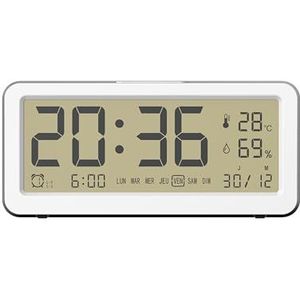 Evoom – EV313900 – ORAS – digitale wekker – groot display, snooze-functie, dubbel alarm, thermometer, datum, vochtigheid – kleur wit