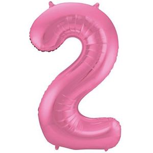 Folat 65902 folieballon cijfer 2 roze metallic 86 cm helium ballon decoratie verjaardag bruiloft jubileum roze mat 65902