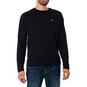 GANT Reg Shield Ls T-shirt met lange mouwen voor heren, zwart.