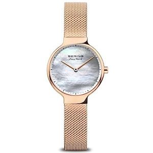BERING Max René 15527-XXX Dameshorloge, kwartsuurwerk, met roestvrij staal en saffierijs, Roségoud/wit, Max René