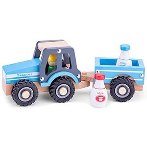 New Classic Toys Tractor met hanger, melkfles, houten speelgoed voor kinderen