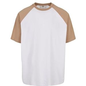 Urban Classics Heren T-shirt van biologisch katoen oversized raglan-katoen in 2 kleuren maten XS tot 5XL, wit/beige union