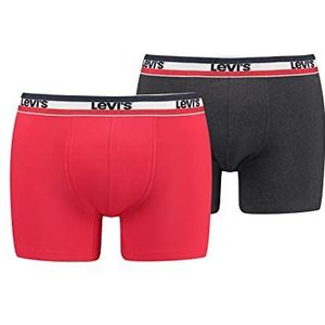 Levi's Sportswear Logo Boxershorts voor heren, 2 stuks, Rood/Zwart