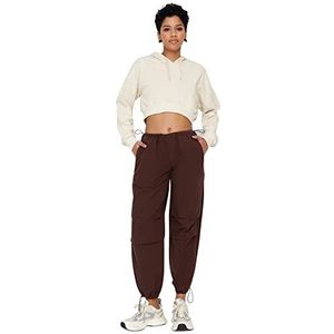 Trendyol Pantalon en Denim à Jambe Large Taille Normal pour Femme, marron, 40
