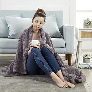 Penguin Home® Robuuste Sherpa-deken, kleur: antracietgrijs, extra zachte, dikke en pluizige microvezel voor slaapkamer, bank en thuis, afmetingen: 130 x 180 cm
