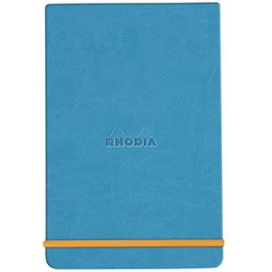 RHODIA 194358C – hardcover webnotepad turquoise – A6 – gelinieerd – 192 pagina's afneembaar – licht papier ivoorkleurig 90 g/m? – bladwijzer, elastische sluiting – envelop van kunstleer – Rhodiarama