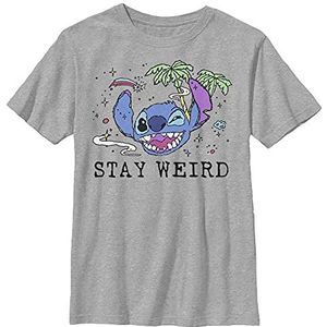 Disney Lilo & Stitch Stay Weird Stitch T-shirt voor jongens, grijs gemêleerd Athletic, L, Athletic Heather Grey