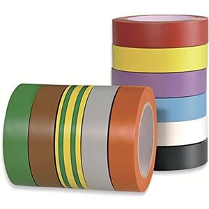 HelaTape Flex isolatietape 15 rood, grijs, geel, groen, blauw, oranje, wit, bruin, zwart