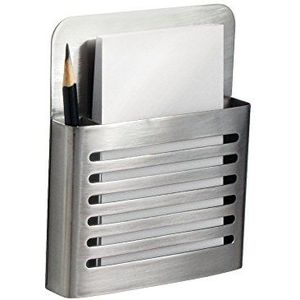 iDesign Magnetische metalen pennenhouder en potloodhouder voor keuken, kluisje, huis, kantoor, roestvrij staal, geborsteld, 1 stuk