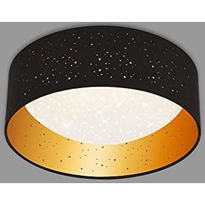 BRILONER - Led-plafondlamp met sterrenhemel, stoffen lampenkap, neutrale witte lichtkleur, led-plafondlamp, woonkamerlamp, slaapkamerlamp, keukenlamp, 32 x 12 cm, zwart/goud