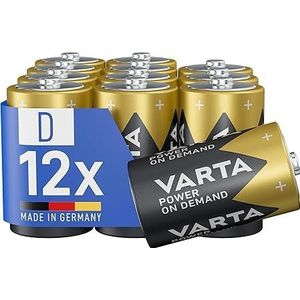 VARTA 12 stuks D-batterijen Power on Demand, alkaline, intelligent, flexibel, krachtig, ideaal voor computeraccessoires, intelligente apparaten, gemaakt in Duitsland