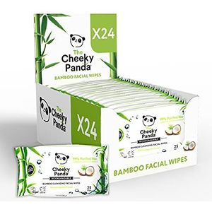 The Cheeky Panda Bamboe gezichtsreinigingsdoekjes, kokosnootgeur, 24 verpakkingen met elk 25 reinigingsdoekjes, gezichtsmake-up en oogmake-up remover