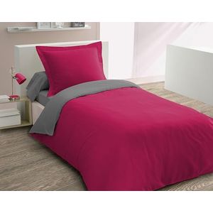 HOME LINGE PASSION LA PASSION DU LINGE Sinds 1997 dekbedovertrekset, fuchsia, Baikal en antracietgrijs, katoen, 57 draden/cm², 140 x 200 cm