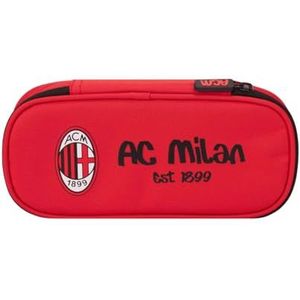 AC Milan - Ovaal etui met binnenvak, pennenhouder, polyester potloden, rood