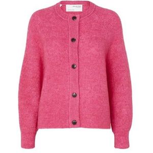 SELECTED FEMME Slflulu Ls Knit Short Cardigan B Noos Damesvest, Fuchsia paars/details: gemengd