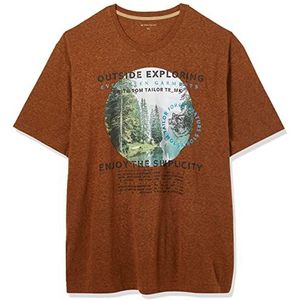 TOM TAILOR Heren T-shirt, oversized, 30401 - Equestrian Brown Snow Melange, 4XL, 30401 – Equestrian Brown Snow Melange
