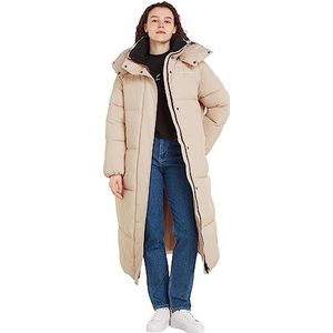 Calvin Klein Jeans Oversized lange donsjack, zonder dons, gevoerde damesjassen, Beige stopverf