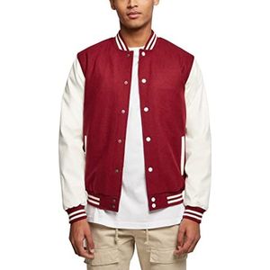 Urban Classics Oldschool College Jacket voor heren, bordeauxrood/wit