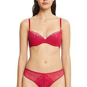 ESPRIT Beha met halfgewatteerde cups en bloemenkantdetails, fuchsia, 80A, Fuchsia roze