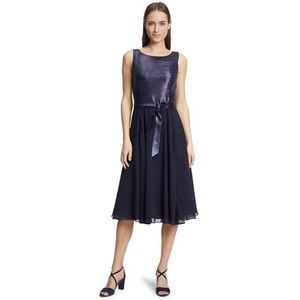 Vera Mont 0237/4825 damesjurk, Donkerblauw/donkerblauw patch