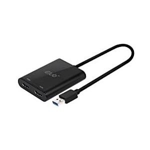 CLUB3D USB A naar HDMI™ 2.0 Dual Monitor 4K 60Hz - Video Splitter (HDMI, 0,27m, 3840 x 2160 pixels, 60Hz, Zwart, RoHS, CE, WEEE)