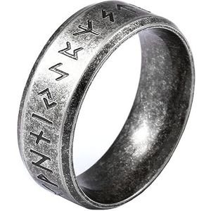 Roestvrij Stalen Ring Mannen Viking Rune ringen Noordse Mythologie Vintage Gothic Ring Runen Viking Ringen Retro Rock Viking Ring Nordic Sieraden Ring Vintage Staal Man Ring, Roestvrij staal