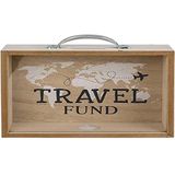 Decoratief accessoire/spaarpot van hout ""Travel Funds"" / afmetingen: 21 x 16,5 x 7,5 cm