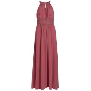 Vila Vimilina Noos Maxi-jurk met opstaande kraag voor dames, Mesa roze. Details: elastisch