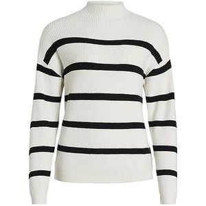 Vila Viril Mockneck L/S Knit Rib Top 2- Noos Gebreide damestrui, Wit Alyssum 3