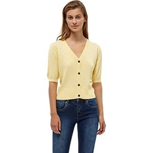 Desires Dames geisha gebreide jas geribbeld met gatenpatroon, 6040 Pale Yellow