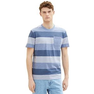 TOM TAILOR Uomini T-shirt 1035616, 31500 - Greyish Blue Tonal Blockstripe, L