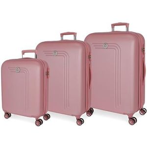 Movom Riga Kofferset, roze, 55/70/80 cm, stijf, ABS, TSA-sluiting 217 l, 10,88 kg, 4 dubbele wielen, handbagage, roze, talla única, kofferset, Roze, Kofferset
