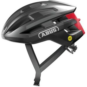 ABUS PowerDome MIPS Racefietshelm, lichte fietshelm met intelligent ventilatiesysteem en schokbescherming, gemaakt in Italië, voor dames en heren, donkergrijs