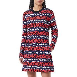 Love Moschino Dames Tights Long Sleeve Logo Print Blauw Rood Wit, 46, blauw/rood/wit