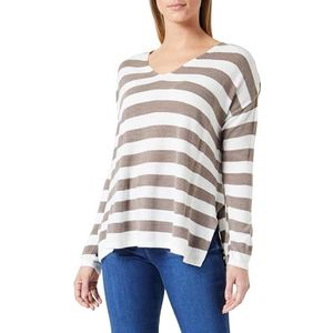 ONLY Onlamalia L/S V-hals CC Knt Damestrui, Cloud Dancer/strepen: walnoot